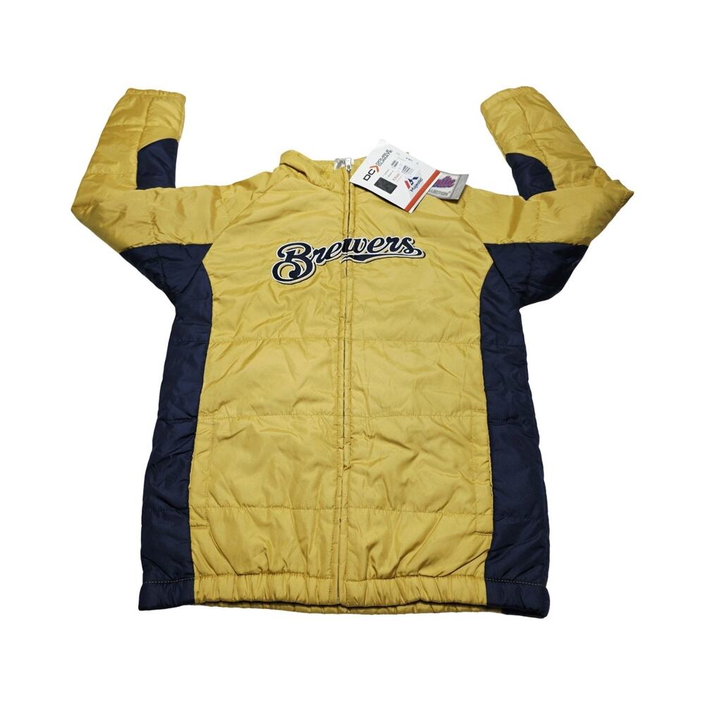 Majestic Milwaukee Brewers Double Climate Puffer Jacket Youth Medium (10/12) MLB